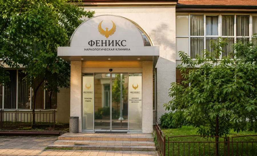 Вход в наркологическую клинику «Феникс» в Пушкине